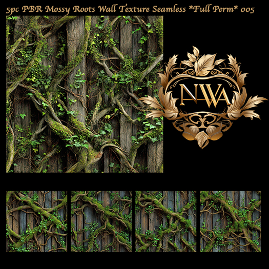 5pc PBR Mossy Roots Wall seamless *Full Perm* 005