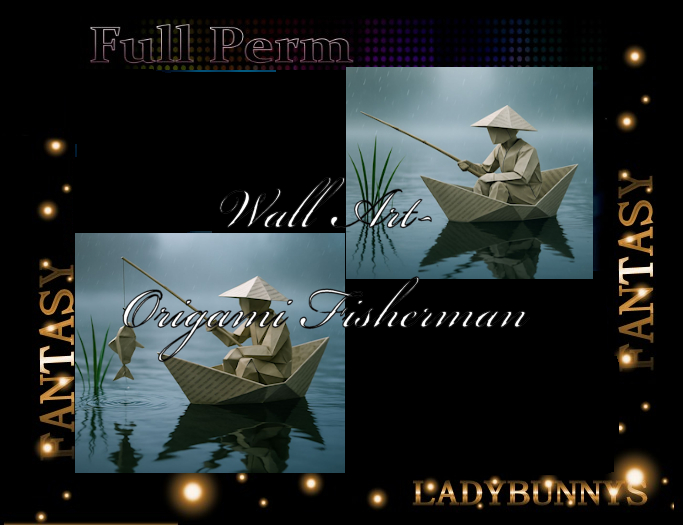 Wall Art-Origami Fisherman-full perm art textures
