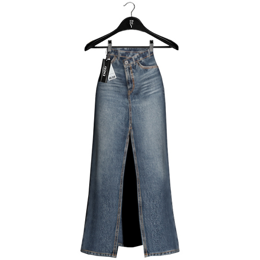 Emery Brun Long Denim Skirt Fade Blue