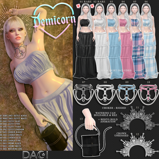 DEMICORN - DACI PINK/PLAID+RARE  set 4-5-10-13