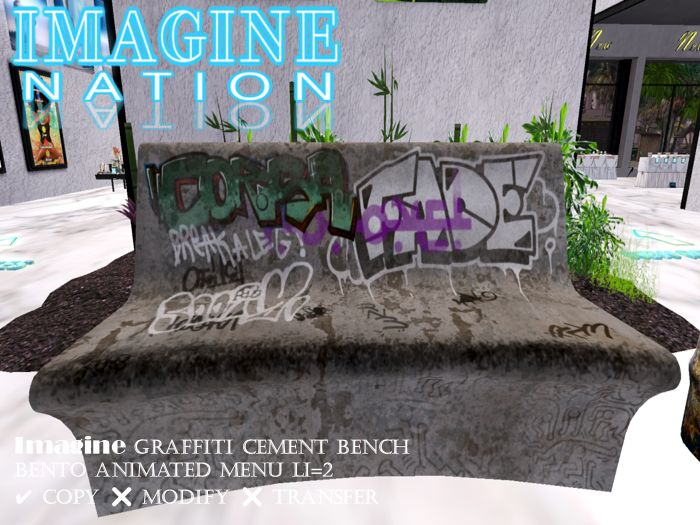 Imagine Graffiti Cement Bench