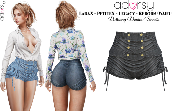 adorsy - Bethany Denim Shorts Black - LaraX/Legacy/PetiteX/Reborn/Waifu