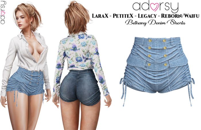adorsy - Bethany Denim Shorts Blue - LaraX/Legacy/PetiteX/Reborn/Waifu
