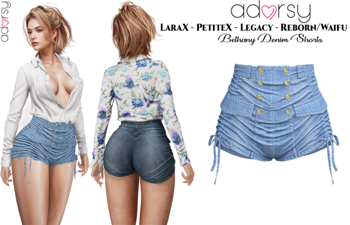 adorsy - Bethany Denim Shorts Cornflower - LaraX/Legacy/PetiteX/Reborn/Waifu