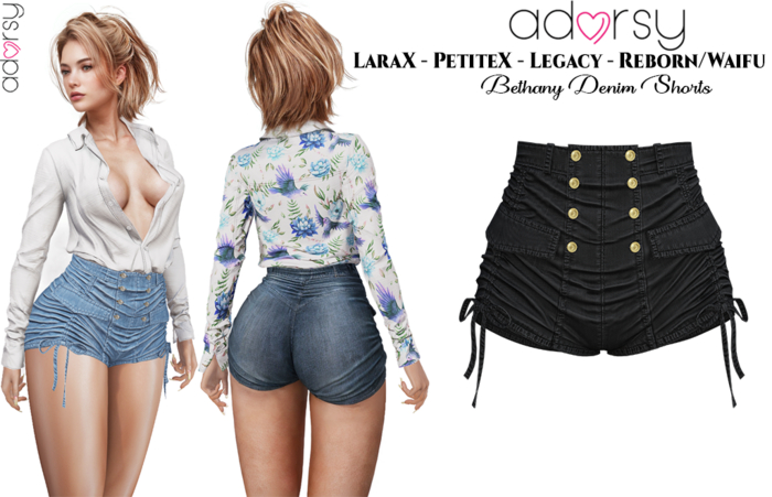 adorsy - Bethany Denim Shorts Dark Black - LaraX/Legacy/PetiteX/Reborn/Waifu