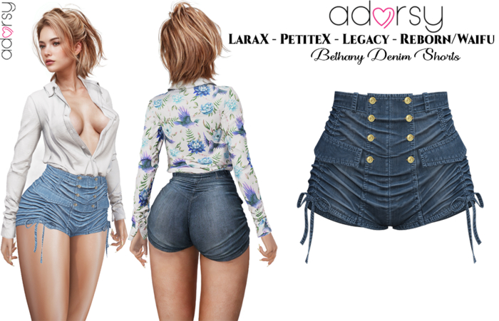 adorsy - Bethany Denim Shorts Dark Blue - LaraX/Legacy/PetiteX/Reborn/Waifu