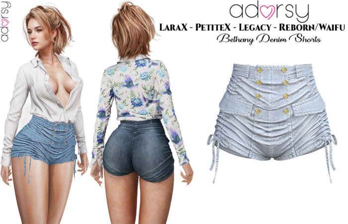 adorsy - Bethany Denim Shorts Faded - LaraX/Legacy/PetiteX/Reborn/Waifu