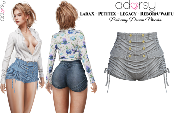 adorsy - Bethany Denim Shorts Grey - LaraX/Legacy/PetiteX/Reborn/Waifu