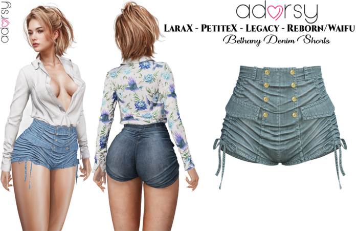 adorsy - Bethany Denim Shorts Petrol - LaraX/Legacy/PetiteX/Reborn/Waifu