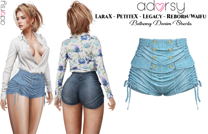 adorsy - Bethany Denim Shorts Splash - LaraX/Legacy/PetiteX/Reborn/Waifu