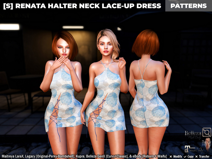 [S] Renata Halter Neck Lace-Up Dress Patterns