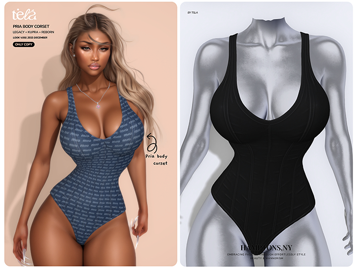 TELA. Pria body corset- Black