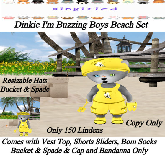 150Dinkified Im Buzzing Boys Beach Wear Set