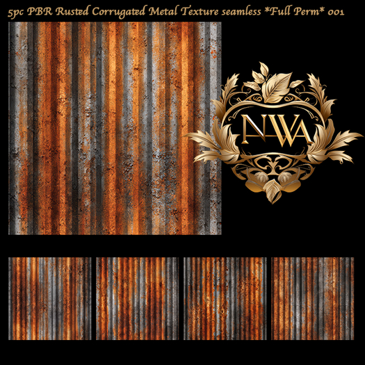 PBR Rusted Corrugated Metal texture seamless *Full Perm* 001