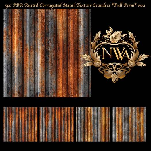 PBR Rusted Corrugated Metal texture seamless *Full Perm* 002