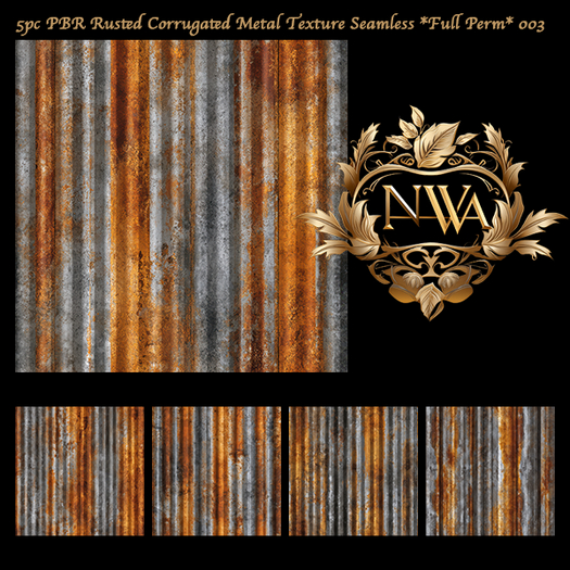 PBR Rusted Corrugated Metal texture seamless *Full Perm* 003