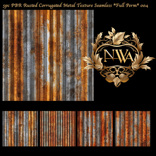 PBR Rusted Corrugated Metal texture seamless *Full Perm* 004