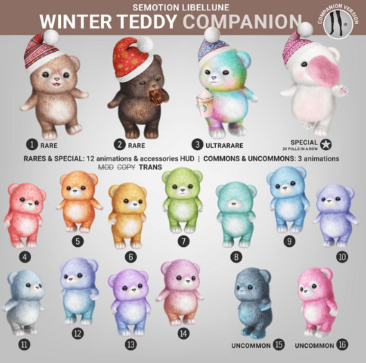 SEmotion Libellune Winter Teddy Companion COMMON 12
