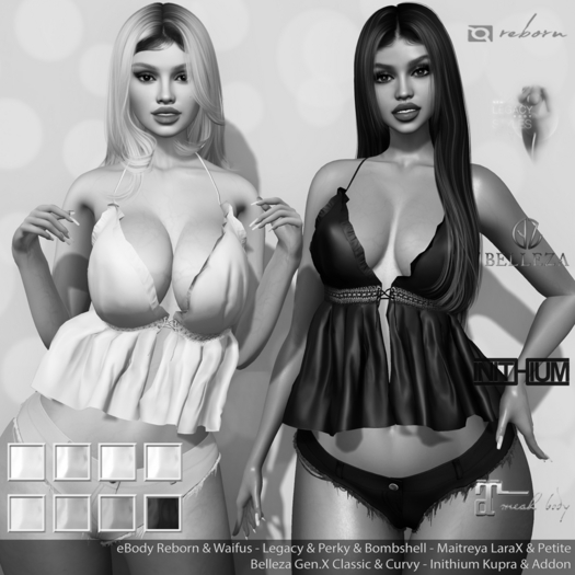 Viv Top & Shorts DEMO: eBody Reborn & Waifu - Legacy & Perky & Bombshell - Belleza Gen.X - Maitreya LaraX - Kupra
