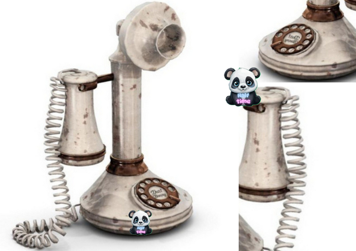 dust bunny . storybook living . white candlestick phone. boxed