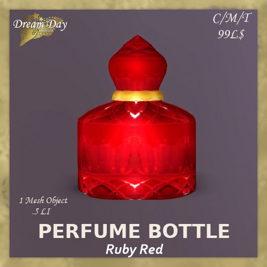 Red Ruby Perfume Bottle, CMT, .5LI