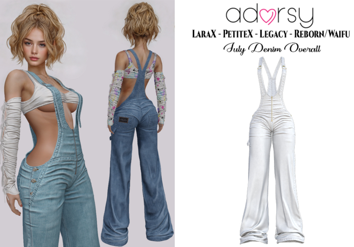 adorsy - Julie Denim Overall White - LaraX/Legacy/PetiteX/Reborn/Waifu