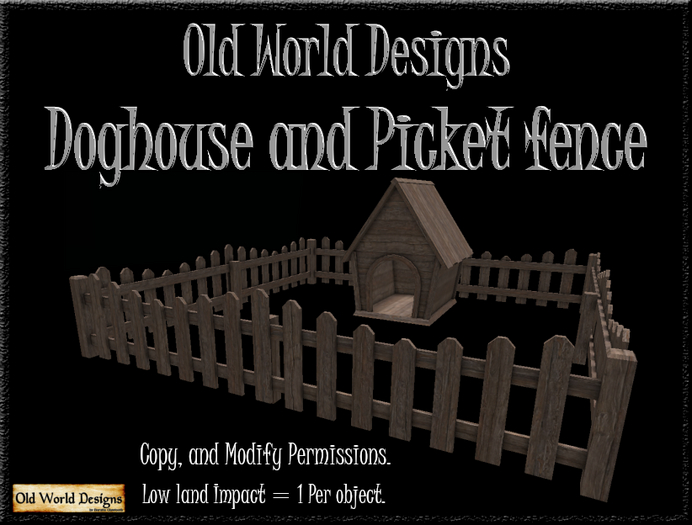 Old World Designs Doghouse and Picket fence