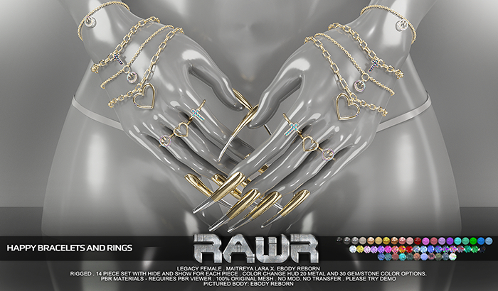 RAWR! Happy Bracelets and Rings (add me)