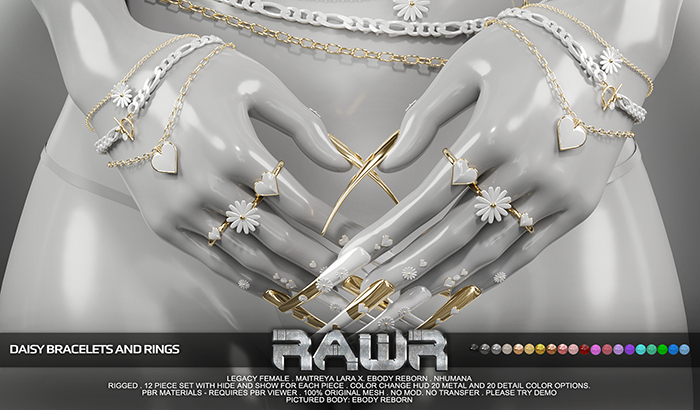 RAWR! Daisy Bracelets and Rings DEMO (add me)