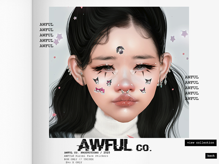 AWFUL. // Kuromi Face Stickers