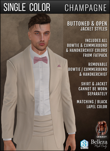 {COLD-ASH} TAILORED Tux Jacket (Single-Champagne)