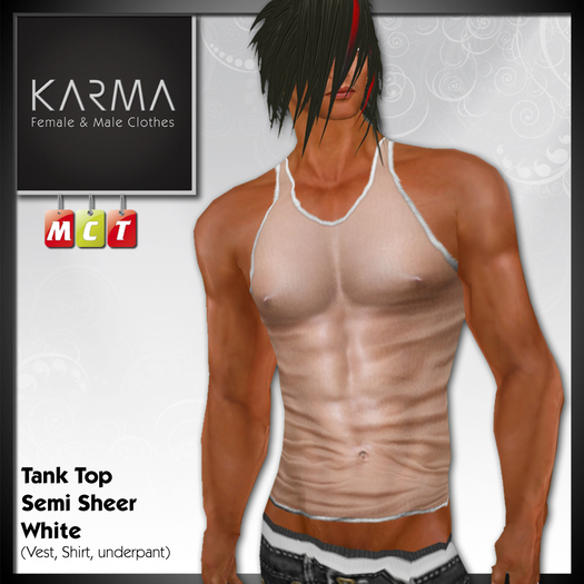 Karma - Tank Top Semi Sheer White (See Through)