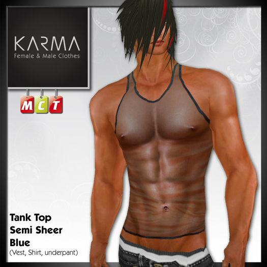 Karma - Tank Top Semi Sheer Blue (See Through)
