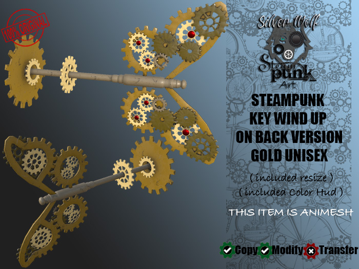 SW - Steampunk Key Wind Up on Back Gold Version (Box)