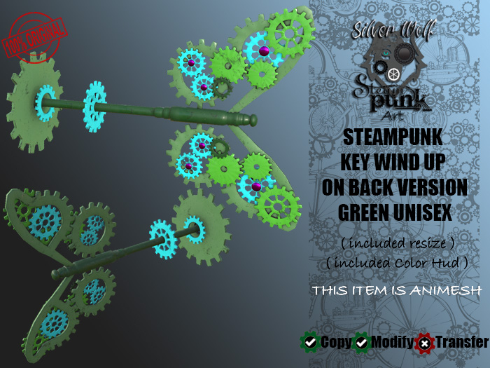 SW - Steampunk Key Wind Up on Back Green Version (Box)