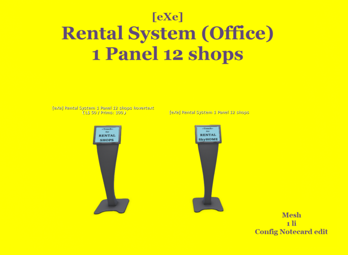 [eXe] Rental System Box 1 Panel 12 shops  for rent rentbox Rental Rentals Office
