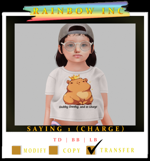 Rainbow Inc Saying Shirts 1 Chubby (Boxed)