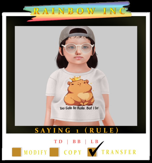 Rainbow Inc Saying Shirts 1 Rules (Boxed)