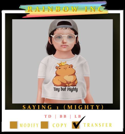 Rainbow Inc Saying Shirts 1 Mighty (Boxed)