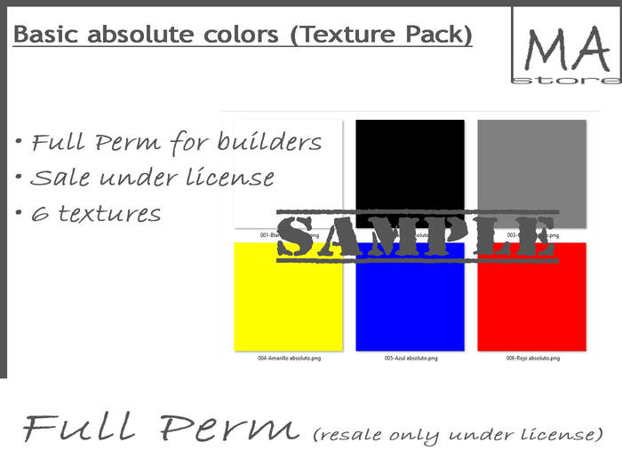 Second Life Marketplace - |MA| store - Basic Absolute Colors (Pack ...