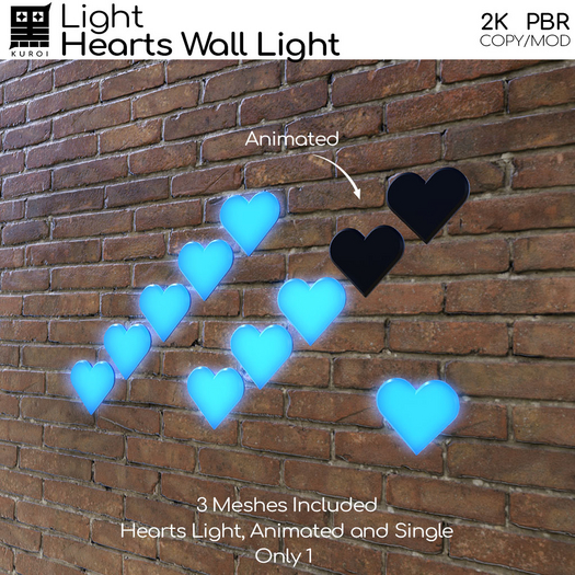 Kuroi - Hearts Wall Light Blue