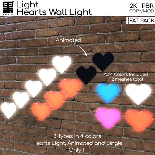 Kuroi - Hearts Wall Light FAT PACK