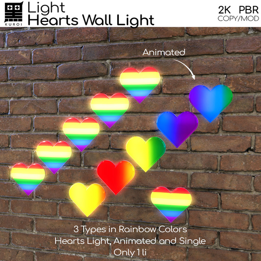 Kuroi - Hearts Wall Light Pride 