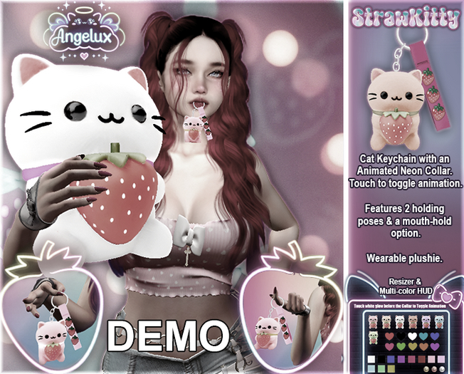 *Angelux*  Strawkitty Keychain & Plushie DEMO