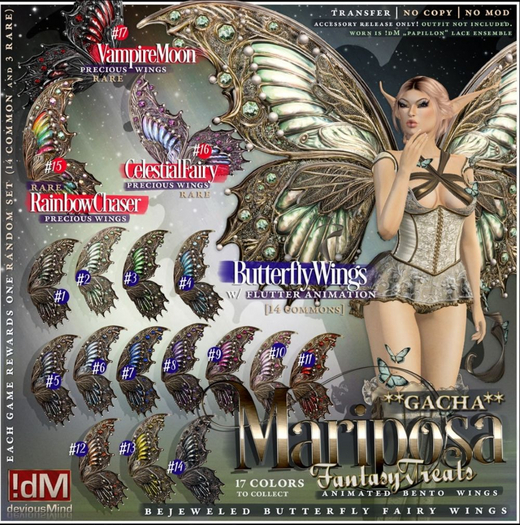 16 RARE - !dM deviousMind "Mariposa" **CELESTE**