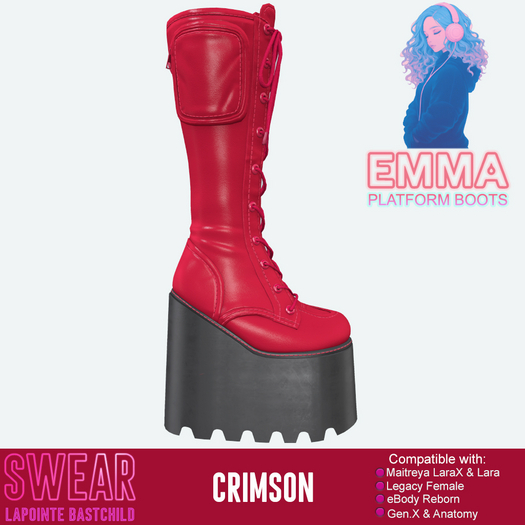 Platform Boots - Emma - CRIMSON