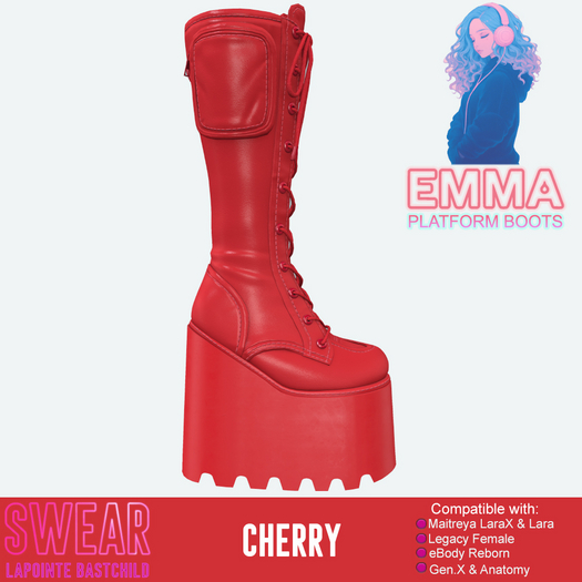 Platform Boots - Emma - CHERRY