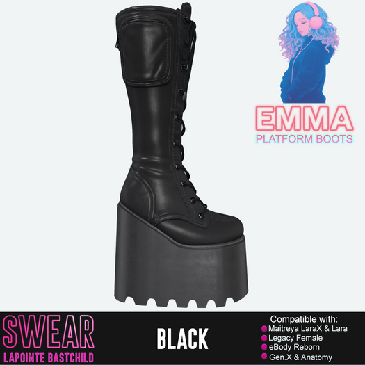 Platform Boots - Emma - BLACK