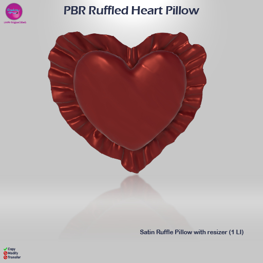 Ruffled Heart Pillow - Red PBR
