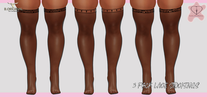 B.ORIGINAL. MUNECA LACE STOCKINGS 3 PACK - BLACK